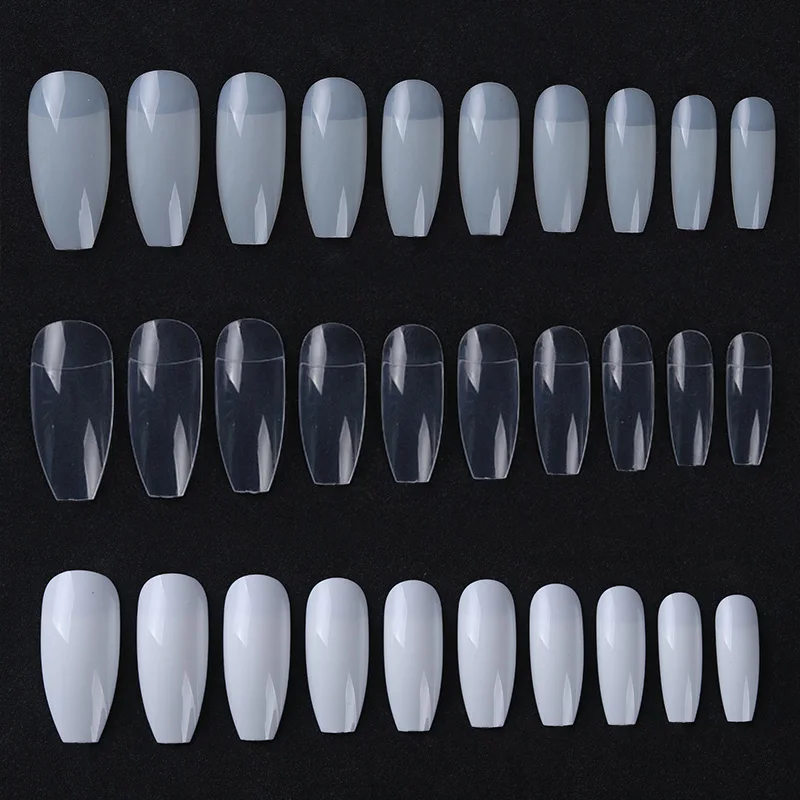 

100Pcs Long Half Nail Tips Natural Clear Coffin False Nails ABS Artificial DIY False Fake UV Gel Nail Art Tips