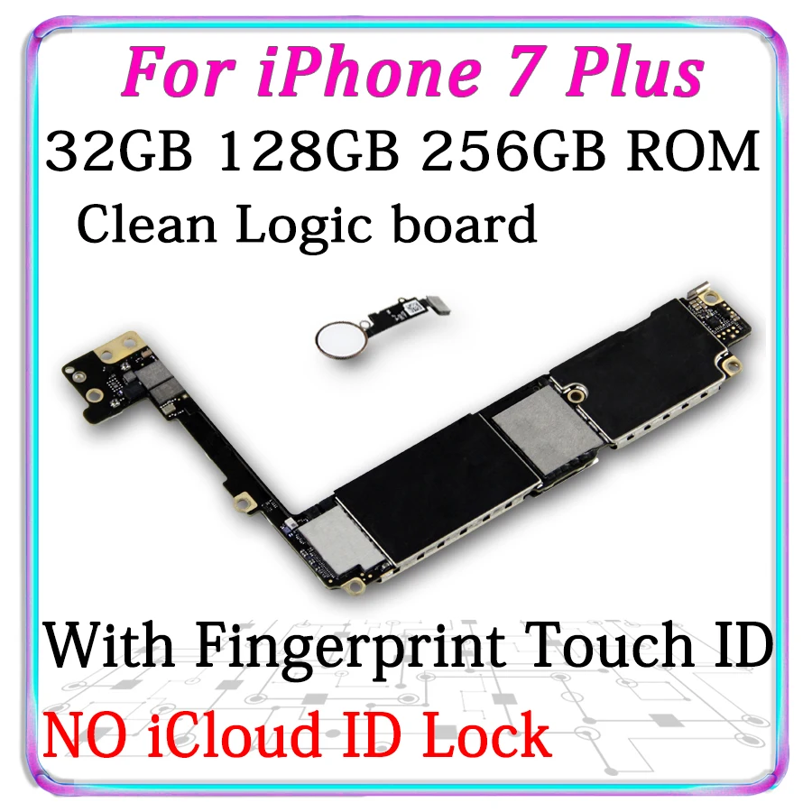 

Factory original motherboard For Iphone 7 Plus 7P Mainboard With Fingerprint Home Button Unlocked Logic Board with Full chips