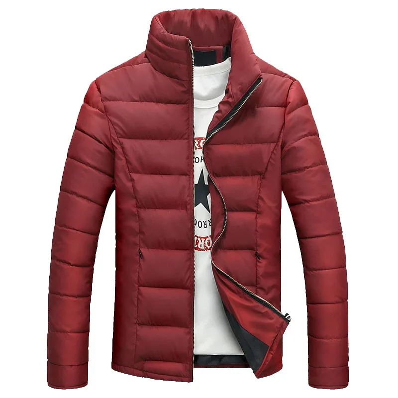 Solid Coat men Winter Cotton Warm Jacket men Parka Down Overcoat ...