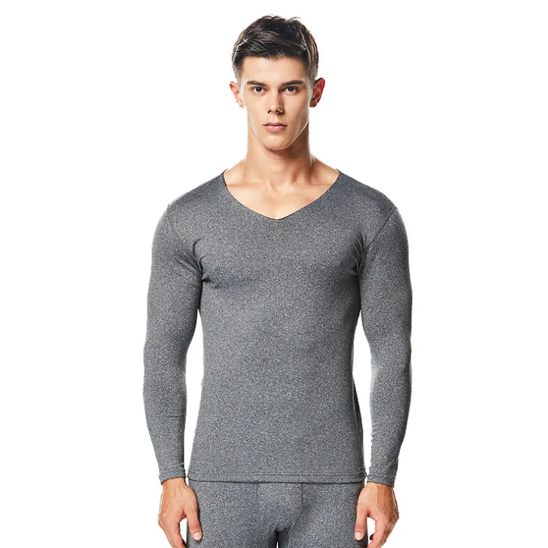 New Winter Thermo Underwear Suit For Men Warm Plus Velvet Thin Slim Body Shirt+ Leggings Compression Thermal Clothes