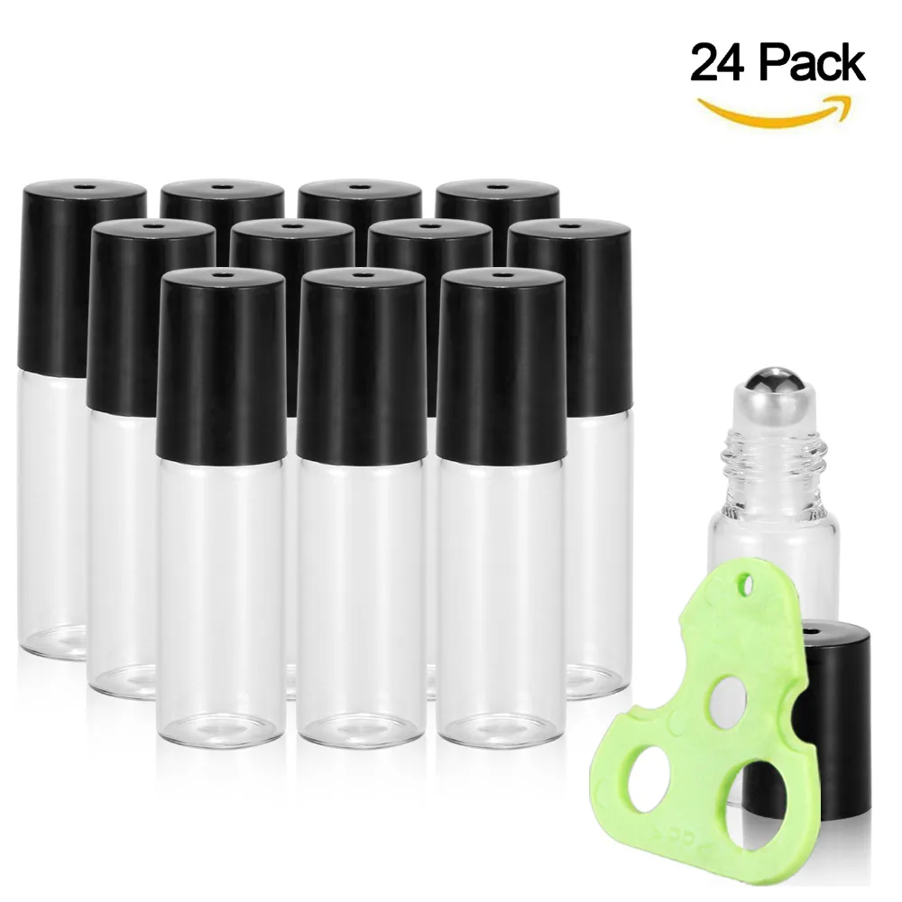 5ml Roller Bottles For Essential Oils 24 Pack Transparent Glass Roll On 5ml-roller-bottles-for-essential-oils-24-pack-transparent-glass-roll-on