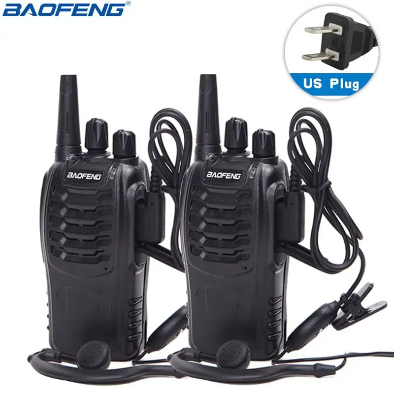2pcs US Plug 2 шт Baofeng BF-888S портативная рация 5 Вт двухстороннее радио портативное CB радио UHF 400-470MHz 16CH Comunicador передатчик приемопередатчик - Цвет: 2pcs US Plug