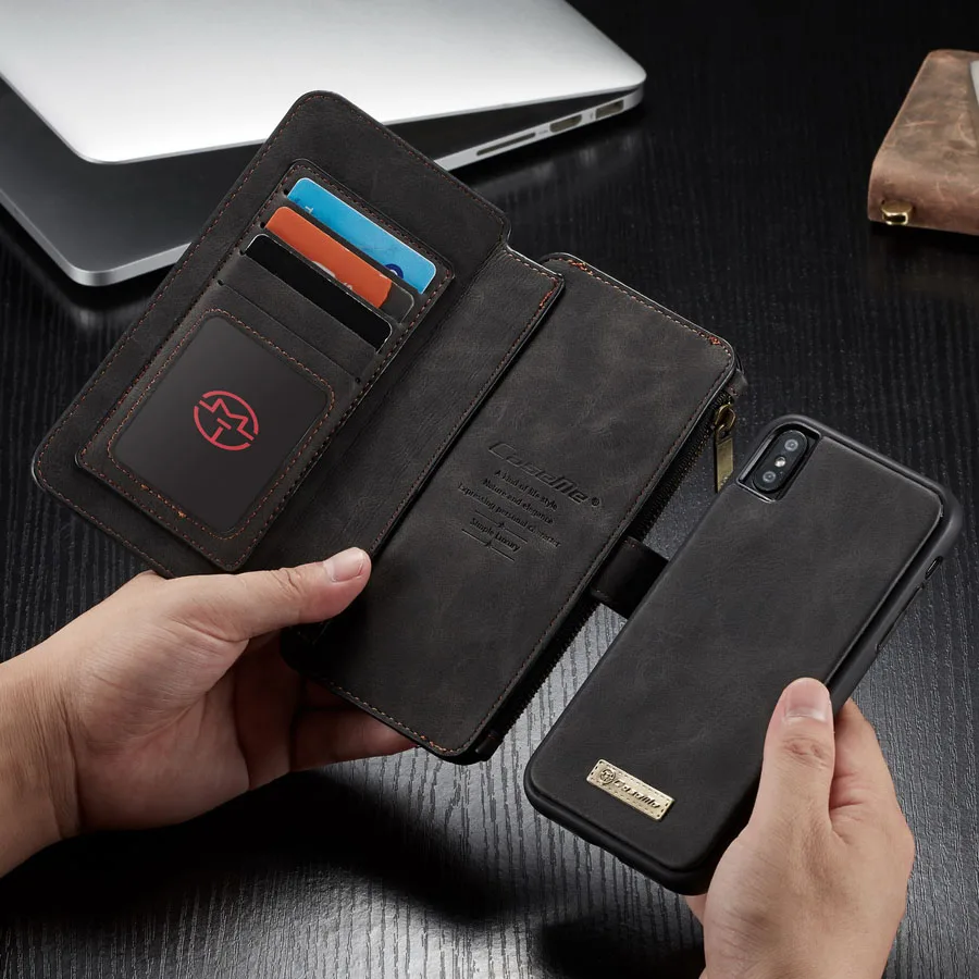 

Luxury Genuine Flip Wallet Leather Phone Cover Protective Back Case for iPhone 6 6s 7 8 Plus X Xs XR Xs MAX 7plus 8plus Case