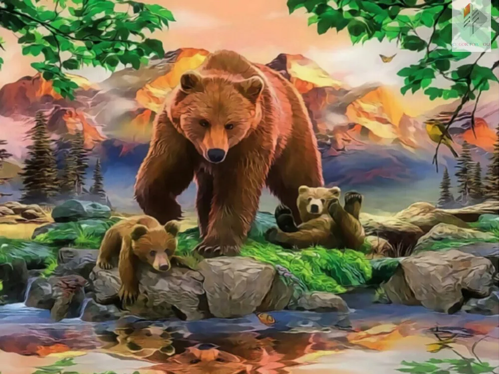 

Full Square Free Shipping Cross Stitch Crystal Mosaic Home Decoration Handicraft Pattern 3D Diy Diamond Painting Bear Family