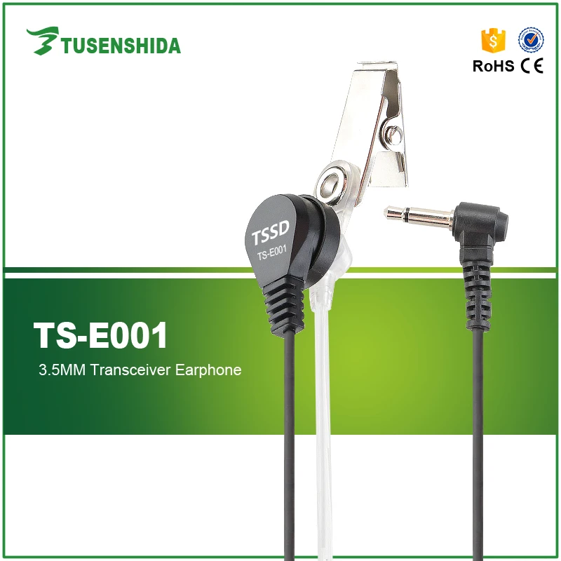 

New Arrival 3.5mm Covert Listen Only Acoustic Clear Tube Earpiece 1 PIN for Ham Radio Black
