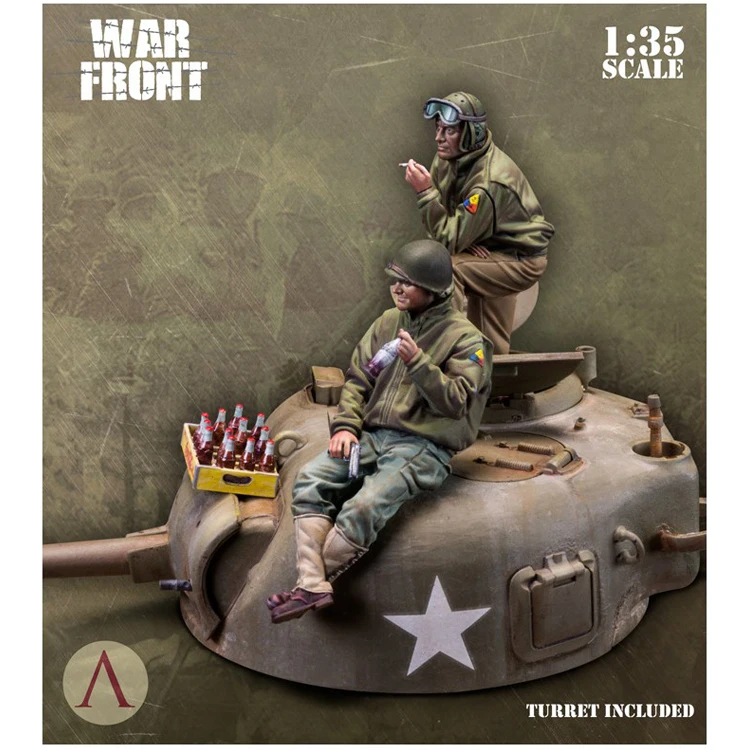 Масштаб 1/35 Неокрашенная фигурка из смолы танк Второй мировой войны экипировки 2
