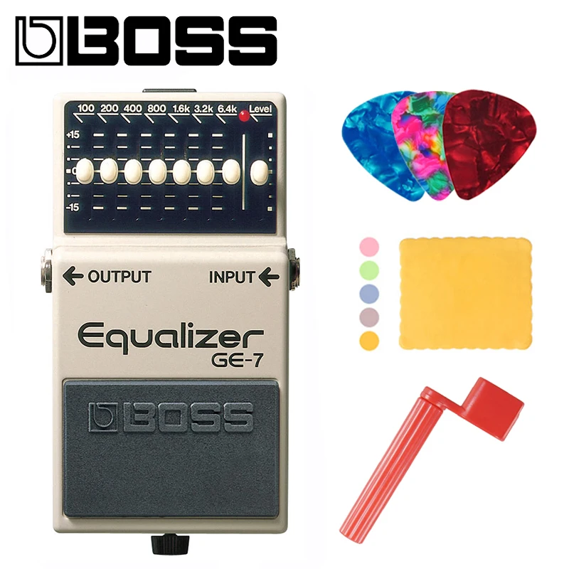 

Boss GE-7 7-полосная педаль EQ, 7-полосная гитара с эквалайзером Stompbox Педальный комплект с медиаторами, полировочной тканью и намоткой для струн