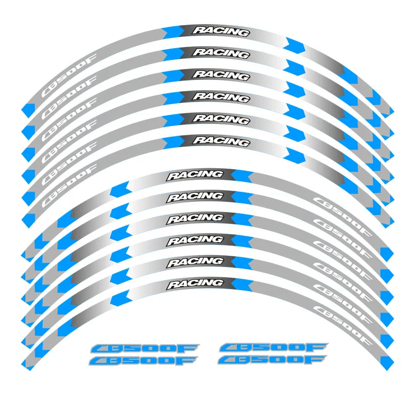 Горячая мотоциклетный обод колесная наклейка аксессуар светоотражающий водонепроницаемый стикер для Honda CB500F CB500X - Цвет: CB500F B blue