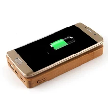 Bamboo Qi Wireless Charger Powerbank 6000mAh Fast Rechargeable External Battery Poverbank Charging Pad For iphone X/Samsung S8