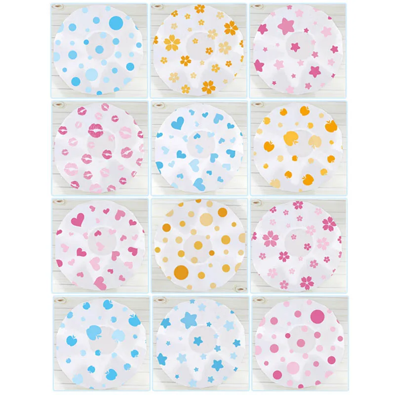 Bathing Hat Shower Cap Elastic Resuable Bath Hair Waterproof 10Pcs Bathroom Accessories Random Colors - Цвет: 10Pcs random