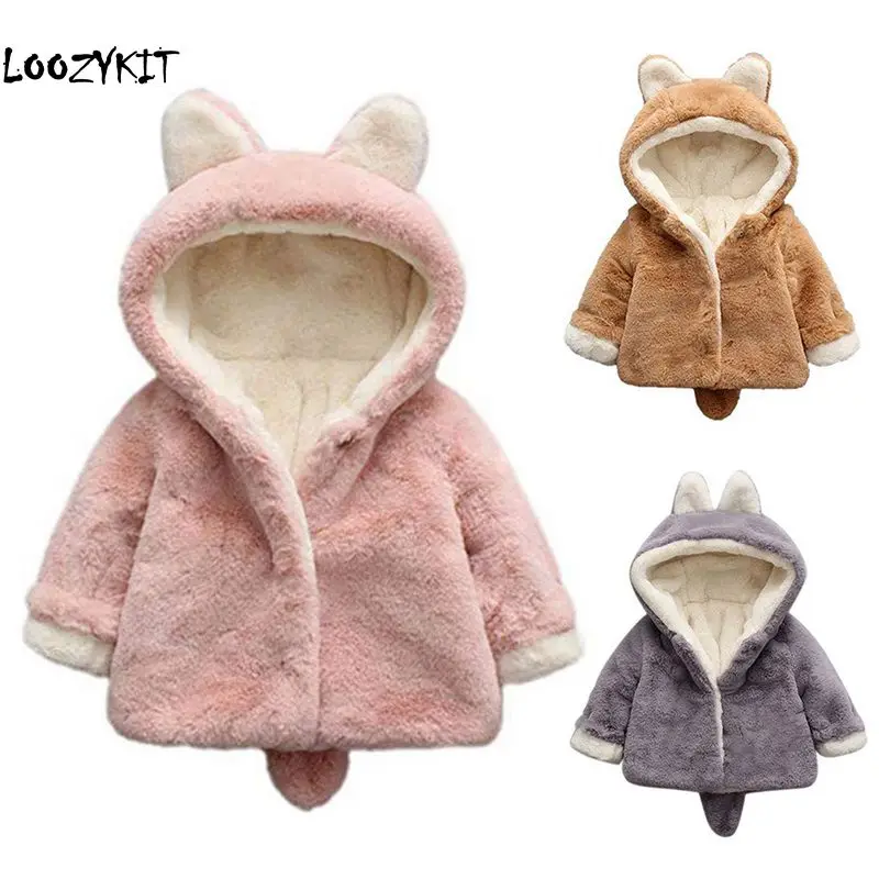 

Loozykit Infant Girls Fur Coats Autumn Winter Jackets Girls Jacket Kids Boys Hooded Outerwear Coat Newborn Clothes Baby Jacket