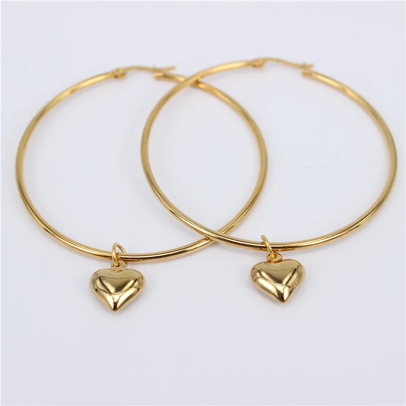 gold color 50mm MGUB Новые оптовые серьги-капли из нержавеющей стали золотого цвета 10 мм-100 мм выбор для увеличения - Окраска металла: gold color 50mm