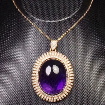 

Amethty big necklace pendant Free shipping 925 sterling silver 20*25mm 18ct big gemstone #SB18092310