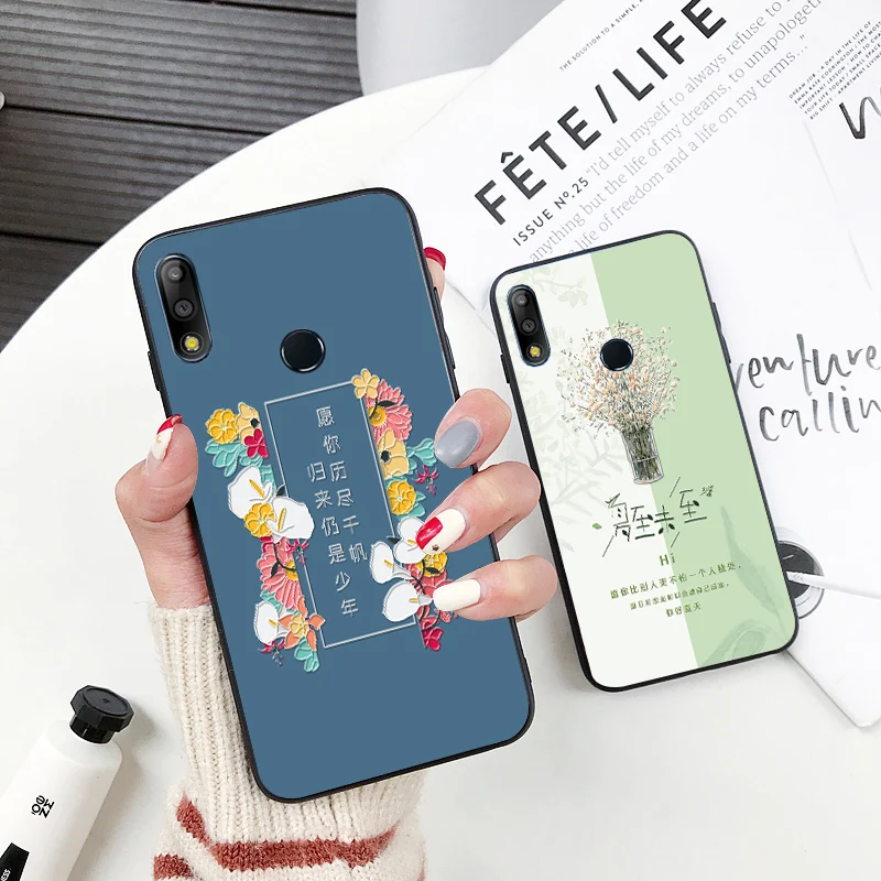 

Blue Classic Silicone Case For Asus Zenfone Max Pro M2 ZB631KL ZB633KL 3D Relief Skin Bag Back Cover For Asus 5Z ZE620KL ZS620KL