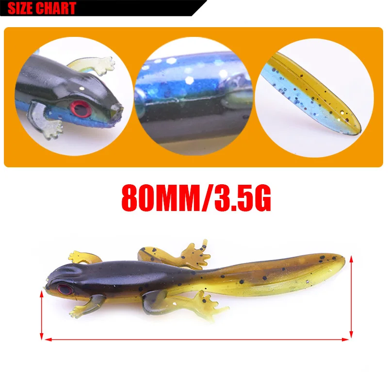 6Pcs/lot 80mm 3.5g Artificial silicone fishing bait Worms jig soft