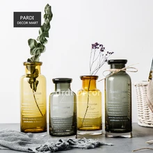 Пепельный цвет желтый коричневый письмо стеклянная ваза для цветов украшение дома магазин украшения 1 шт./лот