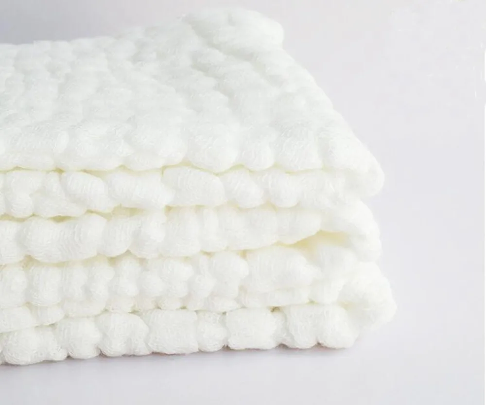 5PCS/Lot Baby 100 White Cotton Gauze Muslin Face Towel No Dyes No