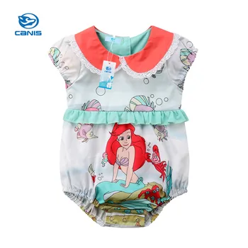 

Summer Newborn Baby Girls Infant Pen Pan Collar Cute Cartoon Print Bodysuit Jumpsuit Playsuit Baby Girl Sleeveless Clothes 0-24M