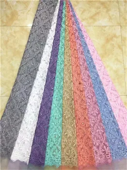 

Latest Peach African Lace Fabric 2019 High Quality Lace Embroidery French Mesh With sequins Nigerian Lace Fabrics Material