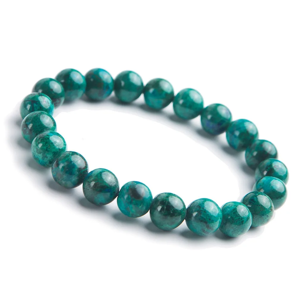 

Natural Stone Beads Bracelets Lucky Charm 9.5mm Malachite Crystal Gems Round Bead Stretch Bracelet For Women Men
