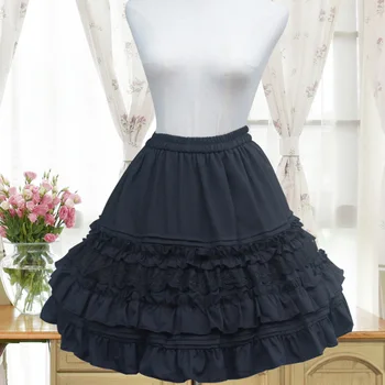 

Japanese Harajuku Lolita Chiffon Pleated Skirt Women's Black White Lotus Leaf Ruffles Embroidery Mori Girl Lovely Skirts U314