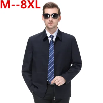 

8XL 6XL 5X Brand Men's Jacket Turn-down Collar Spring Autumn Designer Fashion Slim Thin Plus Size Casual Jacket Coat Men Outwear