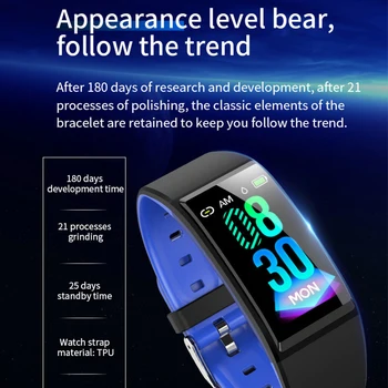 

Health wristband smart watch women heart rate sleep tracker blood pressure smartwatch smart band bracelet female period reminder