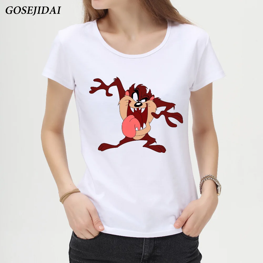 

Cartoon Tasmanian Devil Elastic T Shirt Female 2018 Summer Woman Fashion Tops Ladies Tee Shirts Casual Short Sleeve T-shirt B05