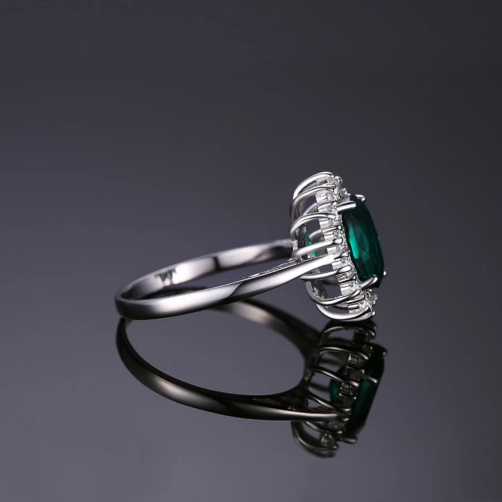 Princess Diana Simulated Green Emerald Created Red Ruby Halo Engagement Ring 925 Sterling Silver Ring finger ring silver ring For Women