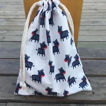 1 шт. хлопковая саржевая сумка-Органайзер на шнурке вечерние подарочные сумки с принтом слона белая основа YILE408d