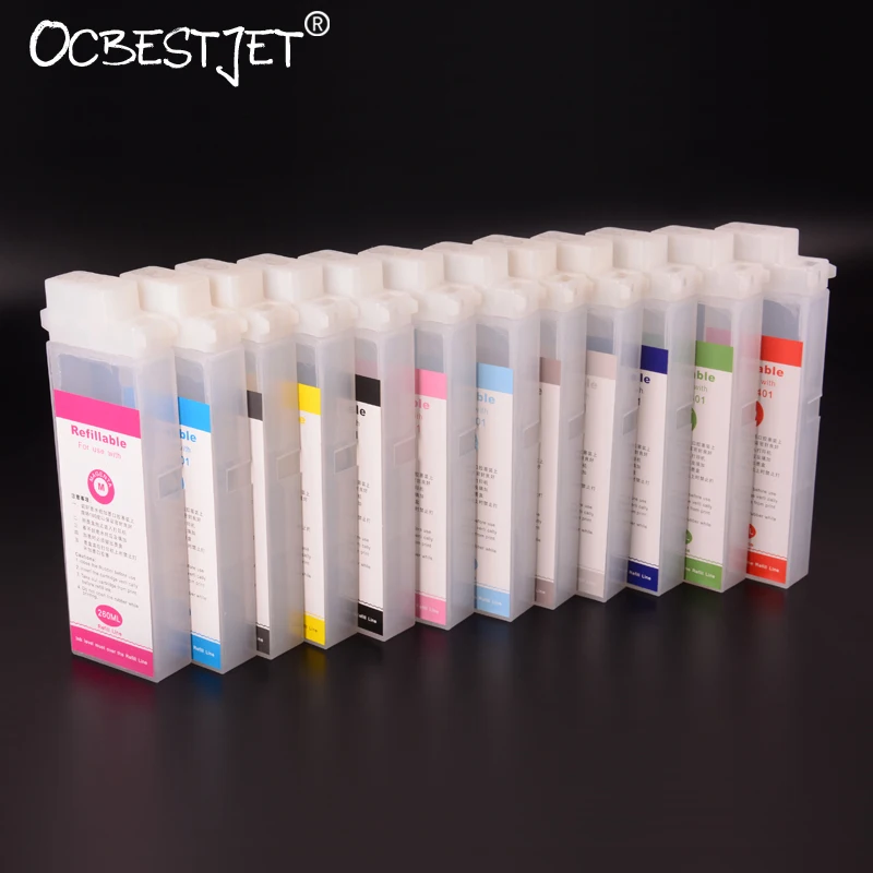 PFI 101 260ML Empty Refillable Ink Cartridge For Canon IPF 5000 Printer 12 Colors/Set (BK C M Y