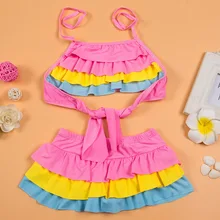 С цветочным рисунком для маленьких девочек 3D цветочный белый плавательный комплект бикини 2 шт. одежда для малышей Девушки Летние оборками купальный костюм ванный комплект