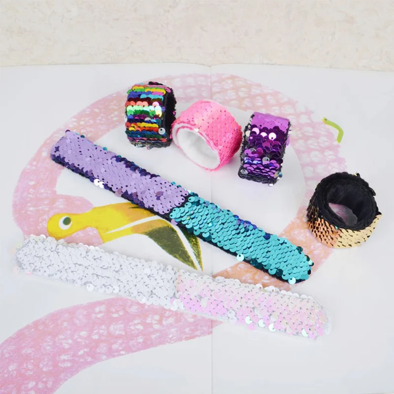1 шт. детский браслет с двусторонними пайетками 2 цвета|Браслеты| |