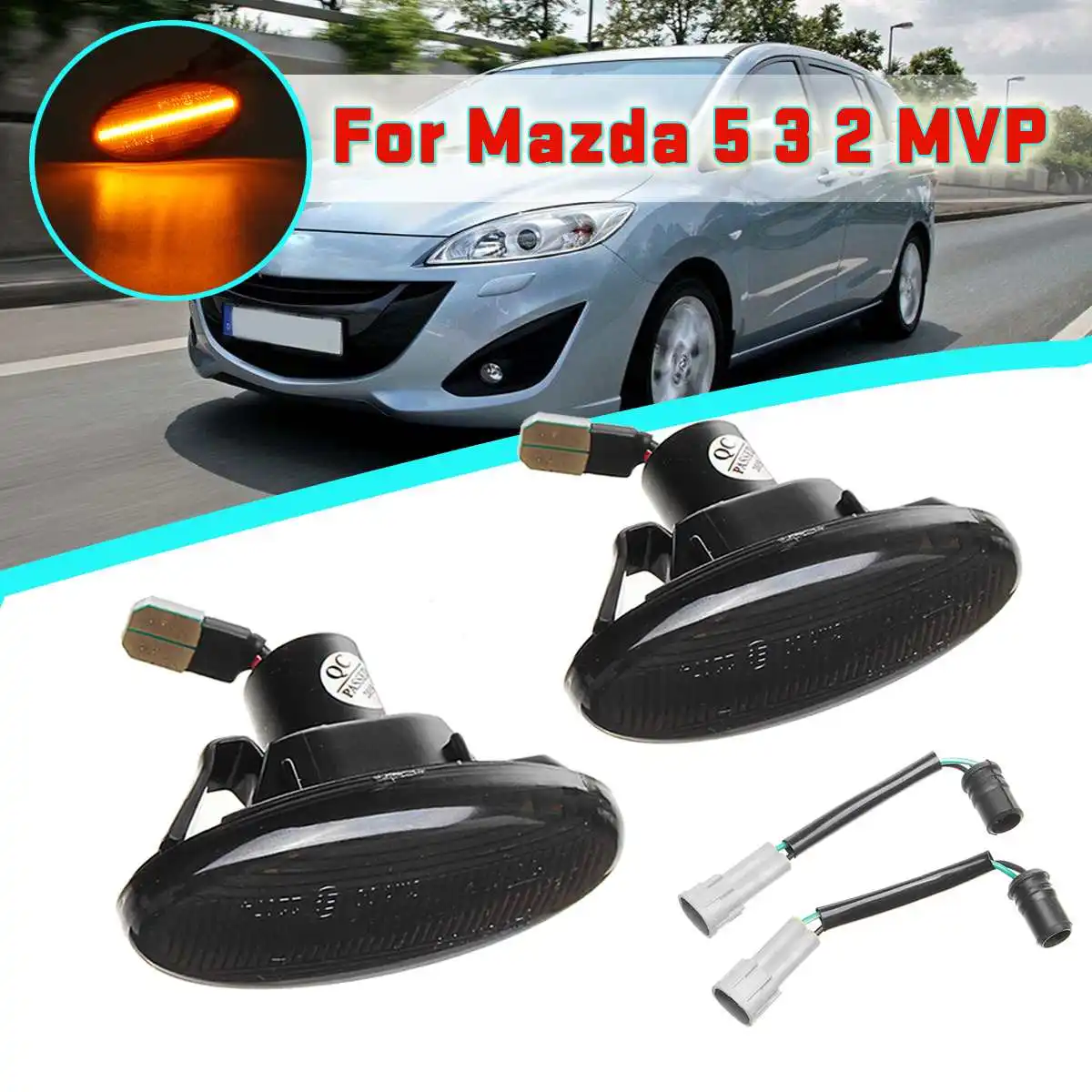 

Pair 12V Car Turn Signal Smoke Led Dynamic Front LED Side Marker Parking Repeater Light Lamp For Mazda 2 3 5 MVP 2004-2013