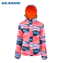 SEARIPE Брендовая женская лыжная куртка, куртка для сноуборда, ветрозащитная дышащая одежда с капюшоном, спортивная одежда для улицы, Женская термокуртка