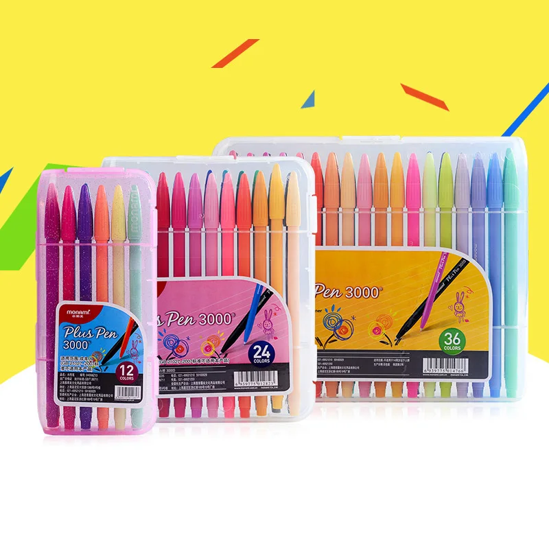 Pintados à Mão Linha de Fibra de Água Monami Cores Caneta Pintura Estudante Neutra 36