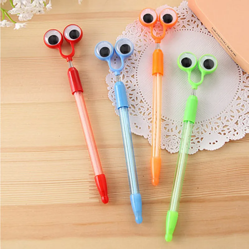 10 шт./лот креативные канцелярские большие глаза пластиковая шариковая ручка Kawaii шариковые ручки для подарки для студентов школьные офисные принадлежности для письма - Цвет: 10pcs Random