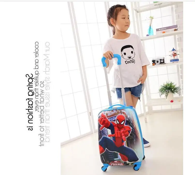 Мультфильм дети тележка для багажа на колесах чехол детский Дорожный чемодан на колесах 16/18 дюймов Spinner Carry-Ons мальчики девочки сумка на