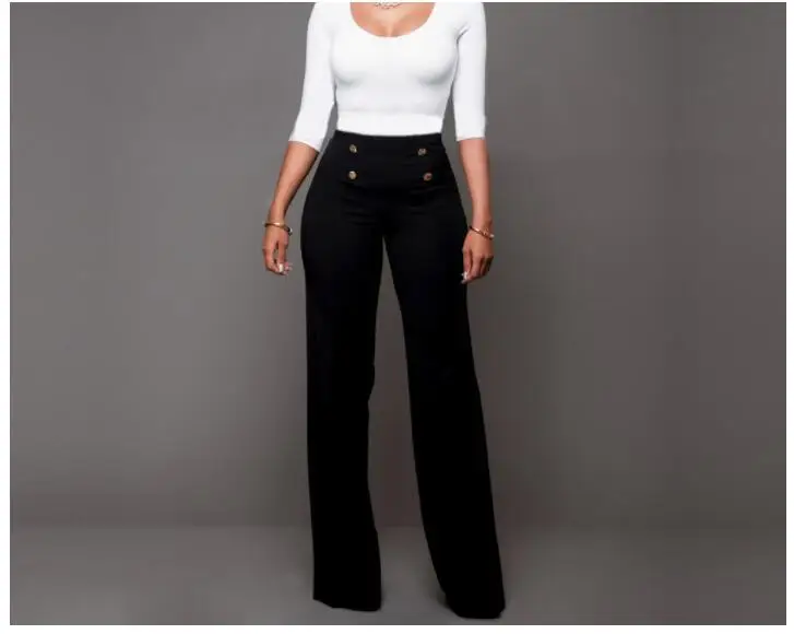 Модные узкие брюки с высокой талией, женские брюки, женские офисные повседневные широкие брюки, тянущиеся длинные брюки