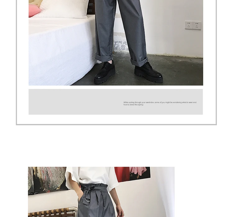 Винтаж Стиль свободные широкие брюки мужские 2018 летние дизайнерские Изысканные с высокой талией складные пояса тонкие западные стильные