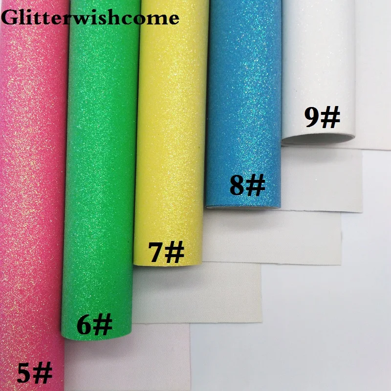 Винил Glitterwishcome размера A4 21 х29 см для бантов неоновая тонкая блестящая кожаная