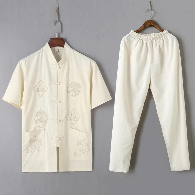 mens cotton linen kung fu shirt uniform black uniforms traditional chinese clothing for men cotton hanfu tai chi tops pants