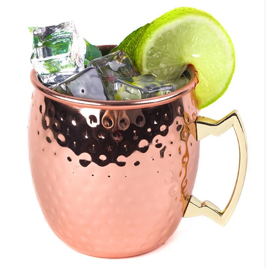 Free Shipping 550ml Hot Hammered Copper Plated Stainless Steel Moscow