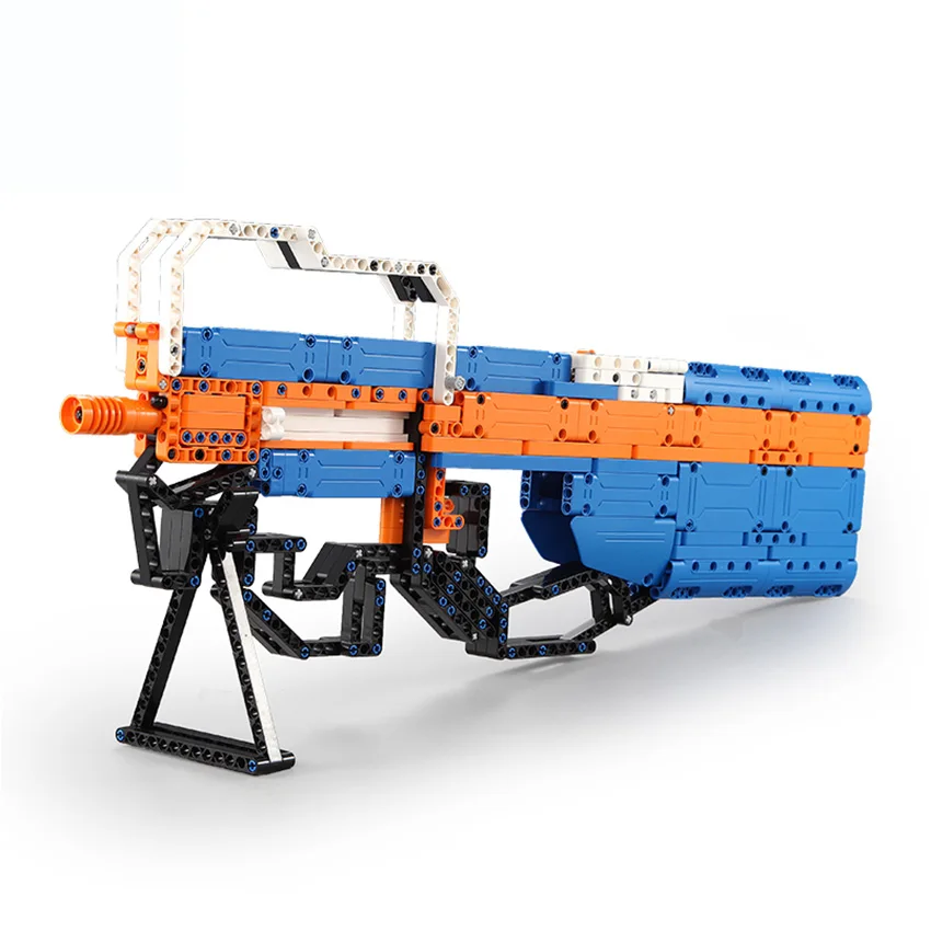 581PCS DIY Building Gun Stacking Blocks Toys P90 Submachine Model Parent Interactive Playset Kit Compatible Legos Gift for Boy