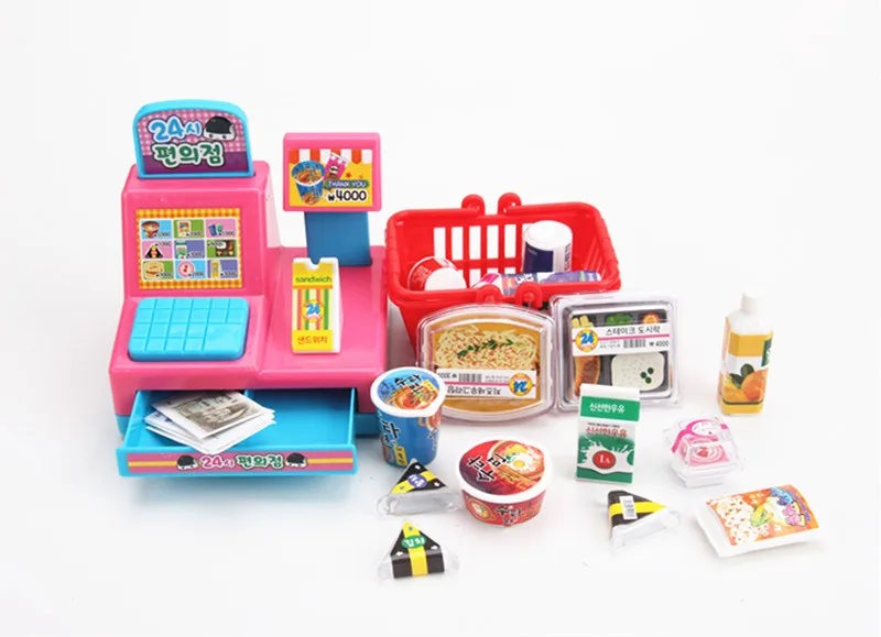 Ролевые игры Фигурки игрушки удобный магазин корзина кассовый аппарат с продуктами игрушки Детский подарок