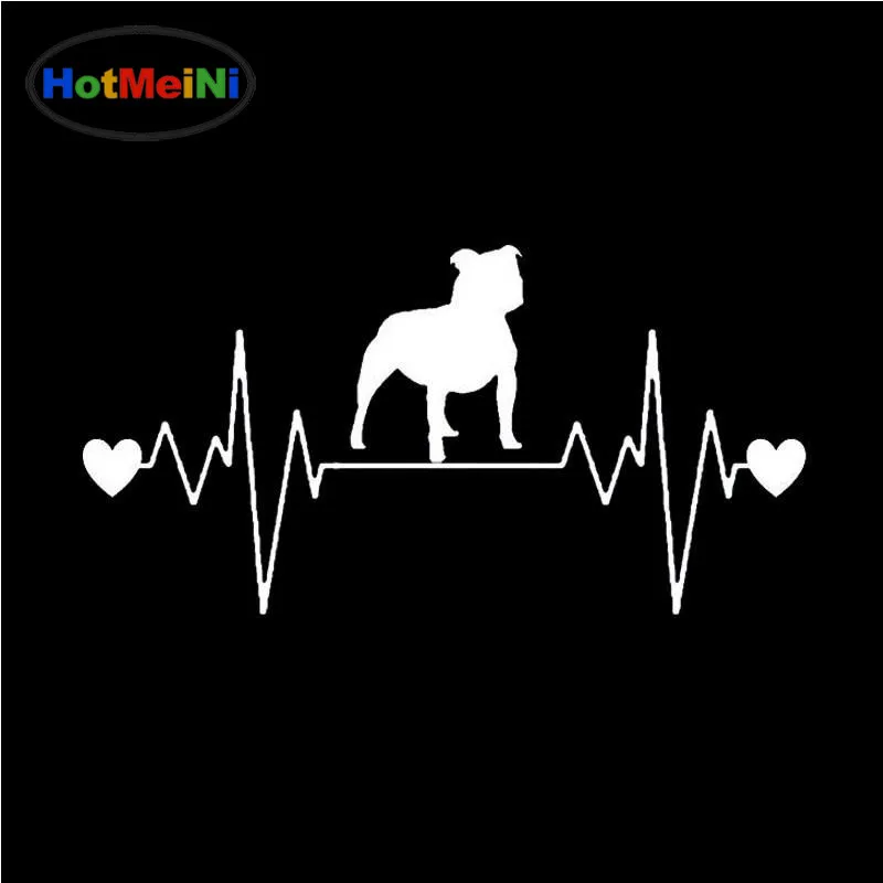 HotMeiNi Staffy Bull Dog Heartbeat Lifeline виниловые наклейки на машину наклейка для автомобиля