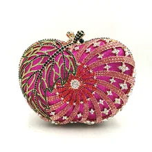 Новинка для невесты вечерние сумочки женские вечерние сумки Модные Бриллианты фрукты-яблоко Свадебные расшитая кристаллами сумочка-клатч элегантный Кристальный кошелек