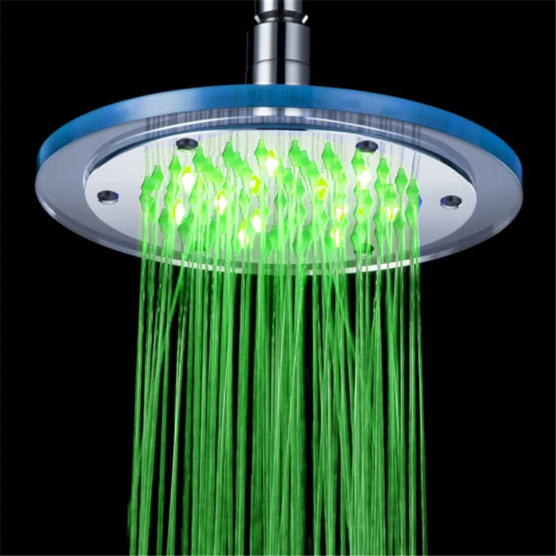 Goedkoop 8 inch LED Douchekop Licht Veranderende 7 Kleuren Waterbesparende Badkamer Regen Handheld Spa Heads
