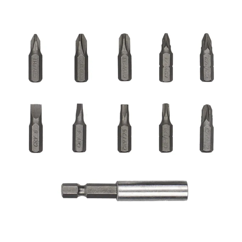 11pcs/set 1/4" 25mm Screwdriver Bits Phillips&Torx&Slotted&Pozidriv
