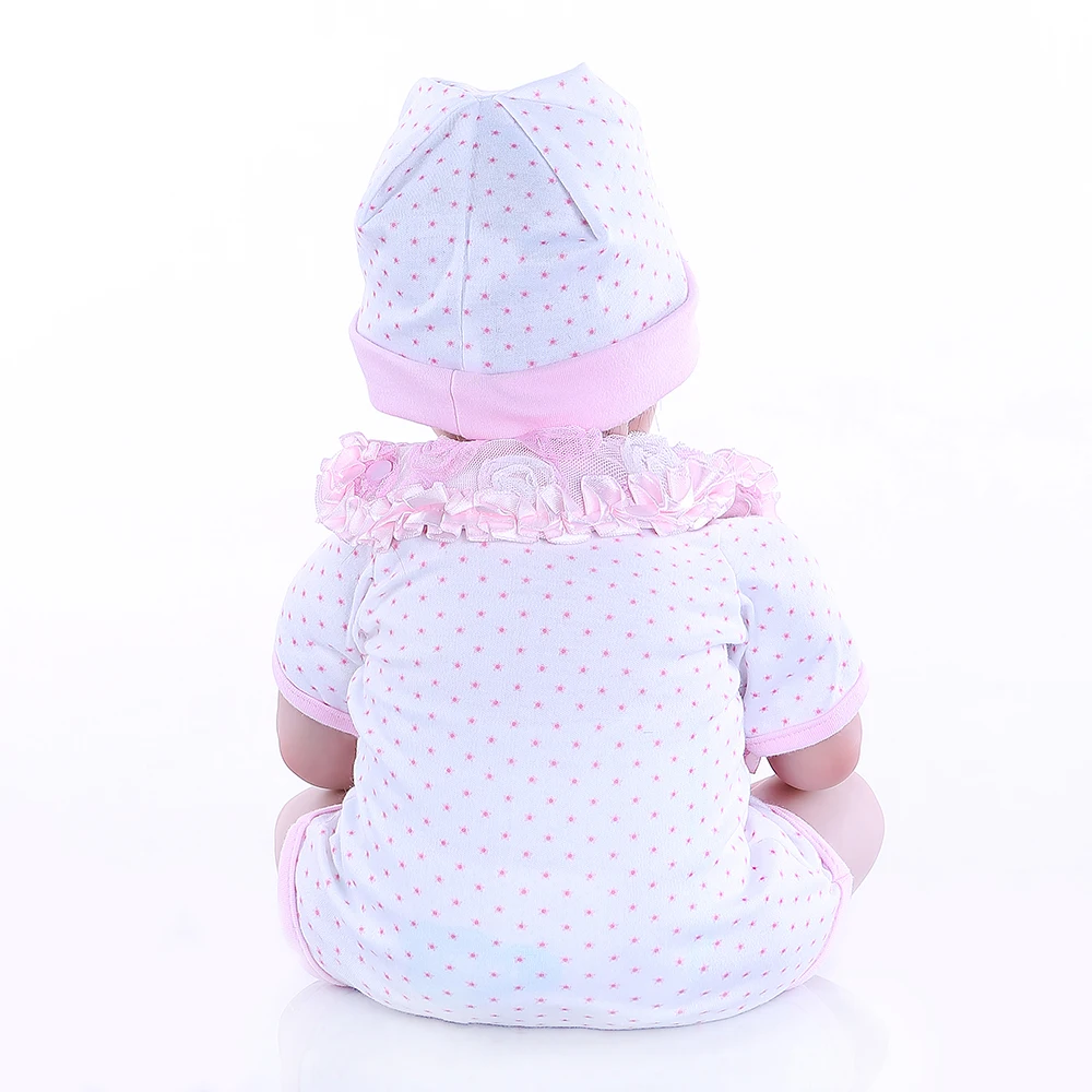 55CM 0-3Month real baby size smile baby with teeth realitic reborn baby doll lifelike soft touch weighted body doll in pink dre